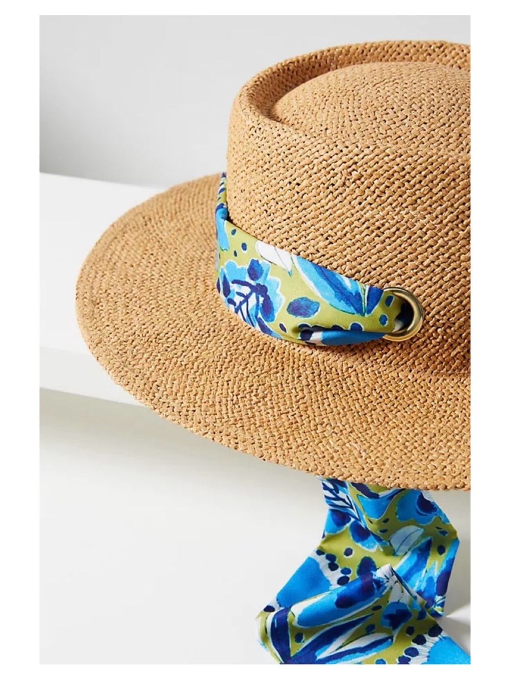 NWOT Anthropologie VERA Scarf-Trimmed Boater Hat  One Size - Picture 5 of 11